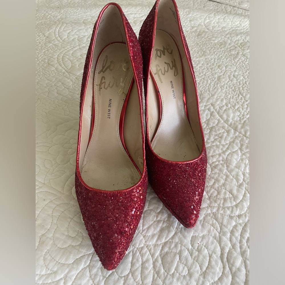 Red glitter heels by Nine West Love Fury
